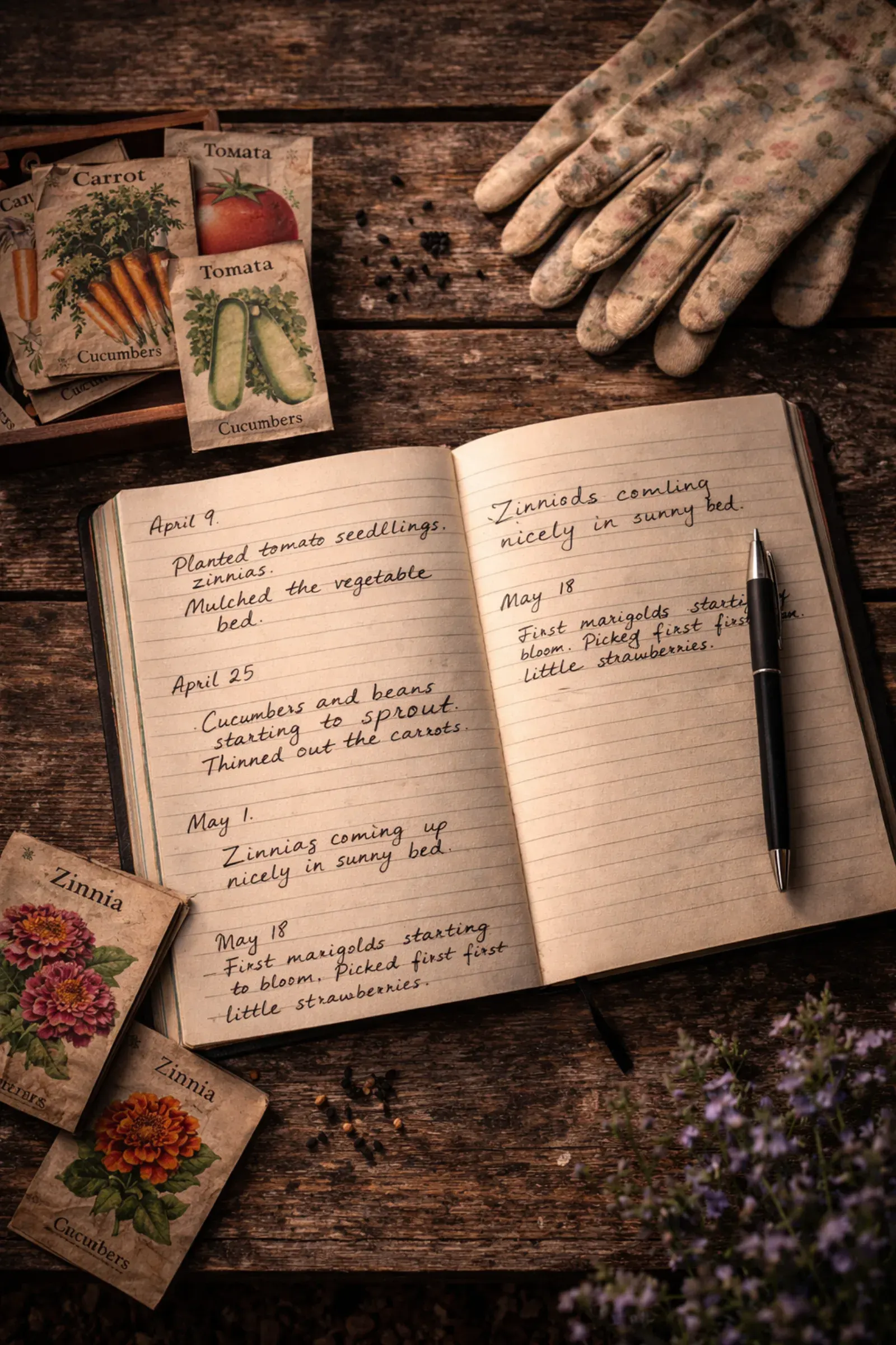 BotaNotes garden journal app with dated photo entries documenting plant growth